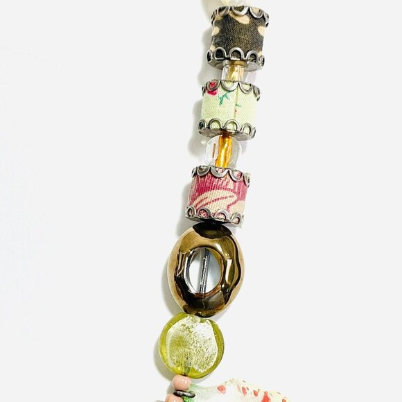 Ayala Bar Signature Necklace Gift 2009 Chunky Coastal Grandma Boho Fabric Glass - Picture 11 of 13
